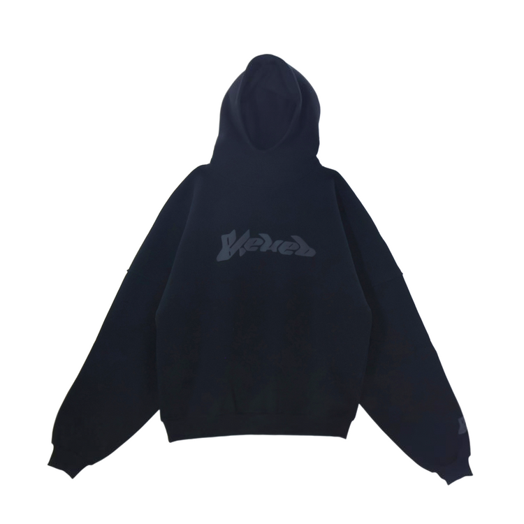 Felpa con cappuccio Blexed Studio Void Midnight nera in cotone con stampa sublimatica sul petto e polsino