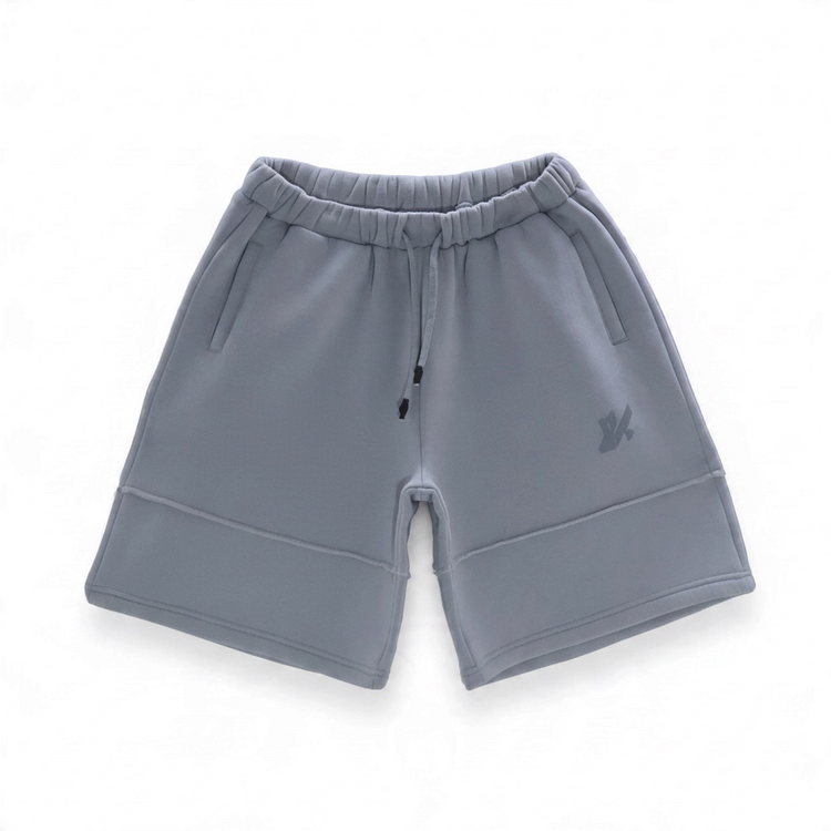 Pantaloncini Blexed Studio Void Shorts in grigio titanio con vita regolabile, tasche frontali e logo discreto